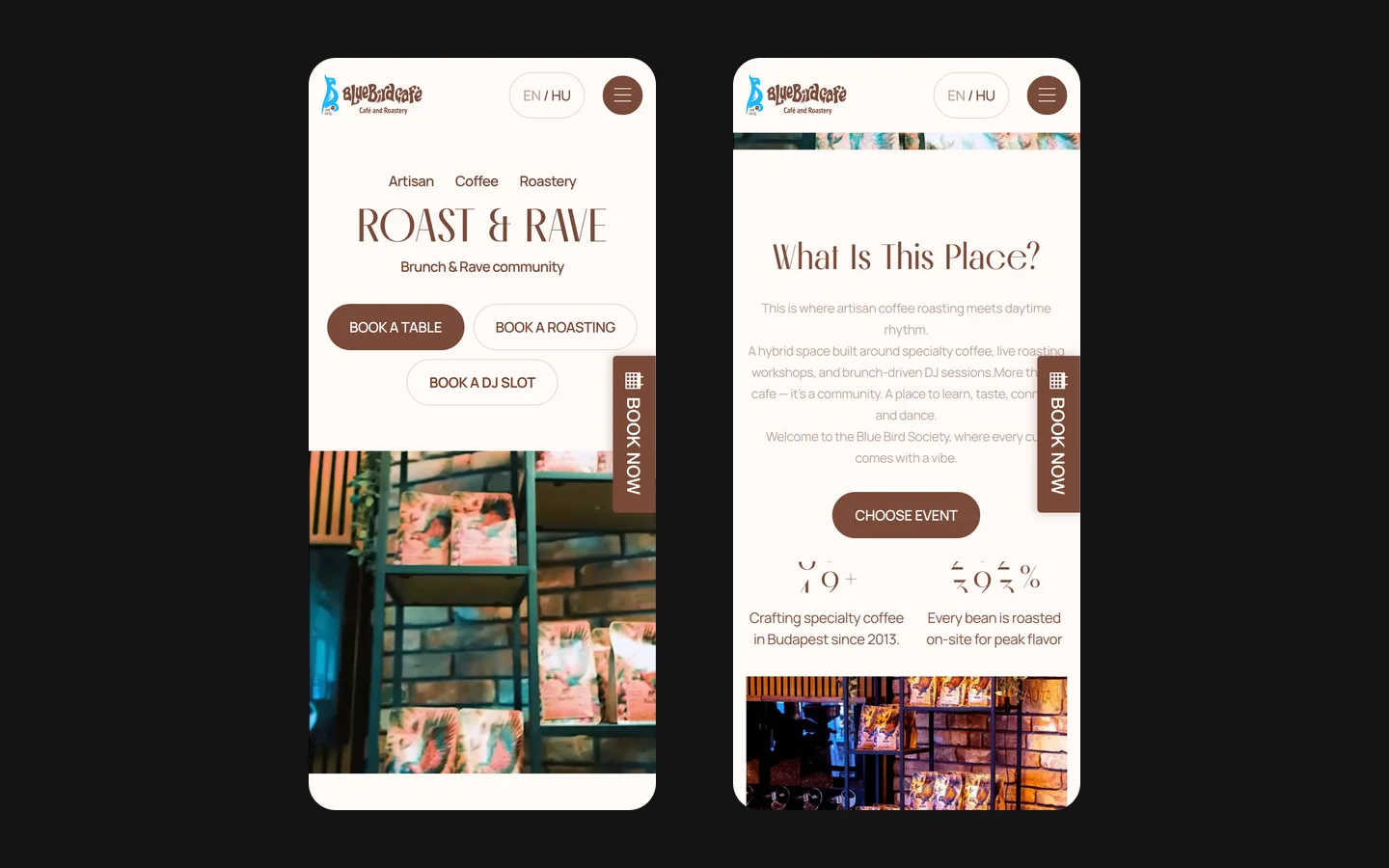 BlueBird Cafe on a phone