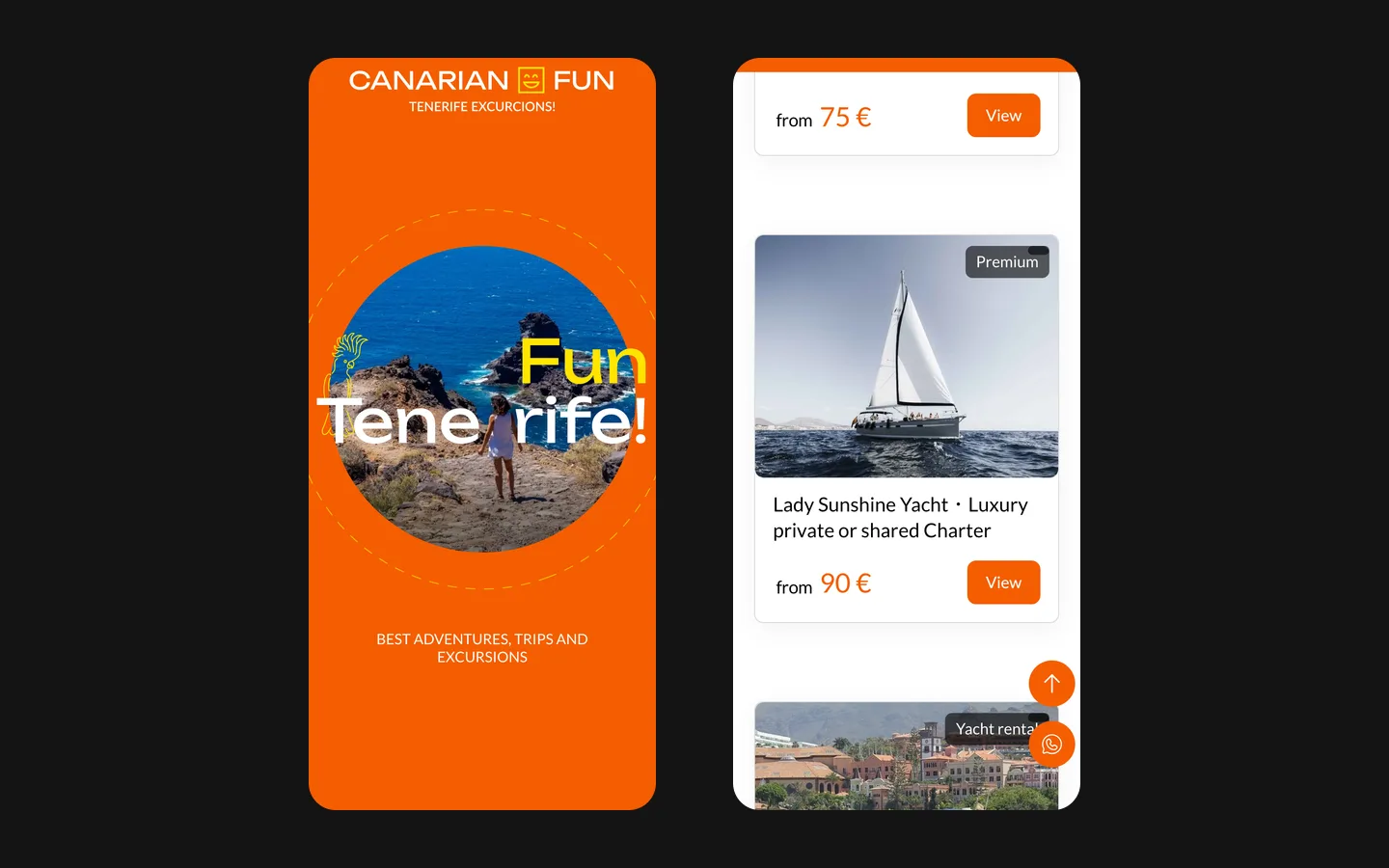 Excursions Tenerife on a phone