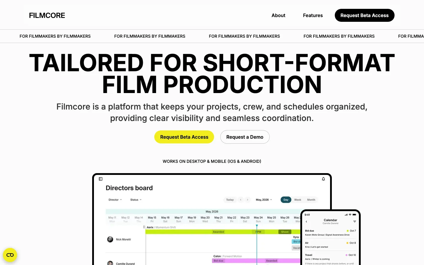 Filmcore website preview