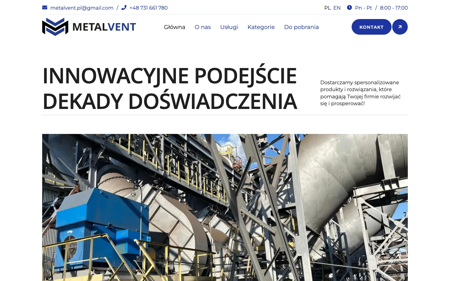 MetalVent website preview