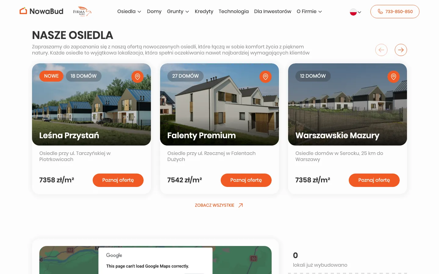 Nowa Bud homepage, scrolled