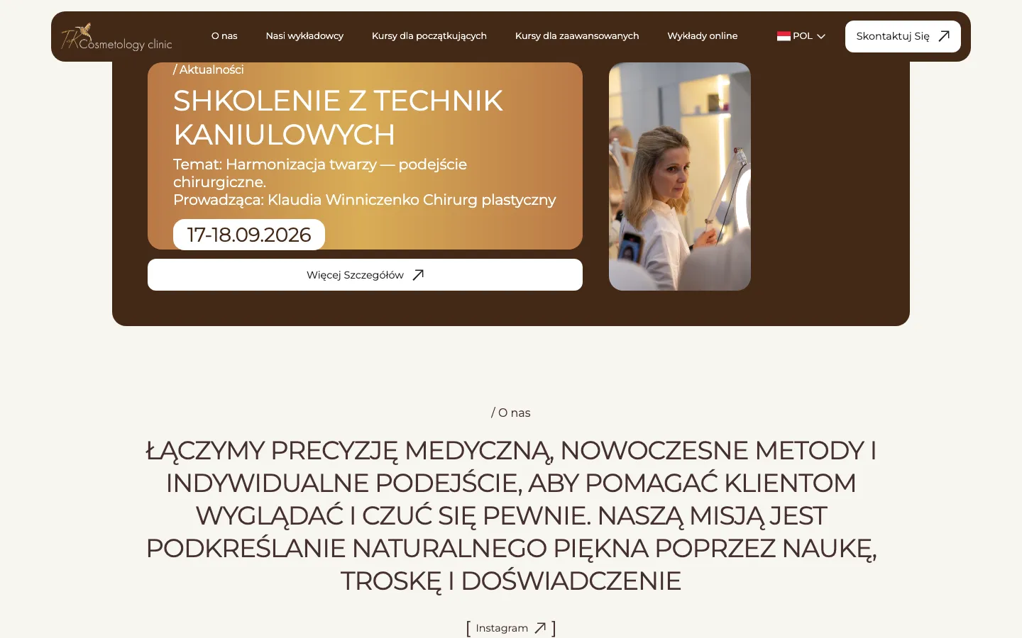 TK Cosmetology homepage, scrolled