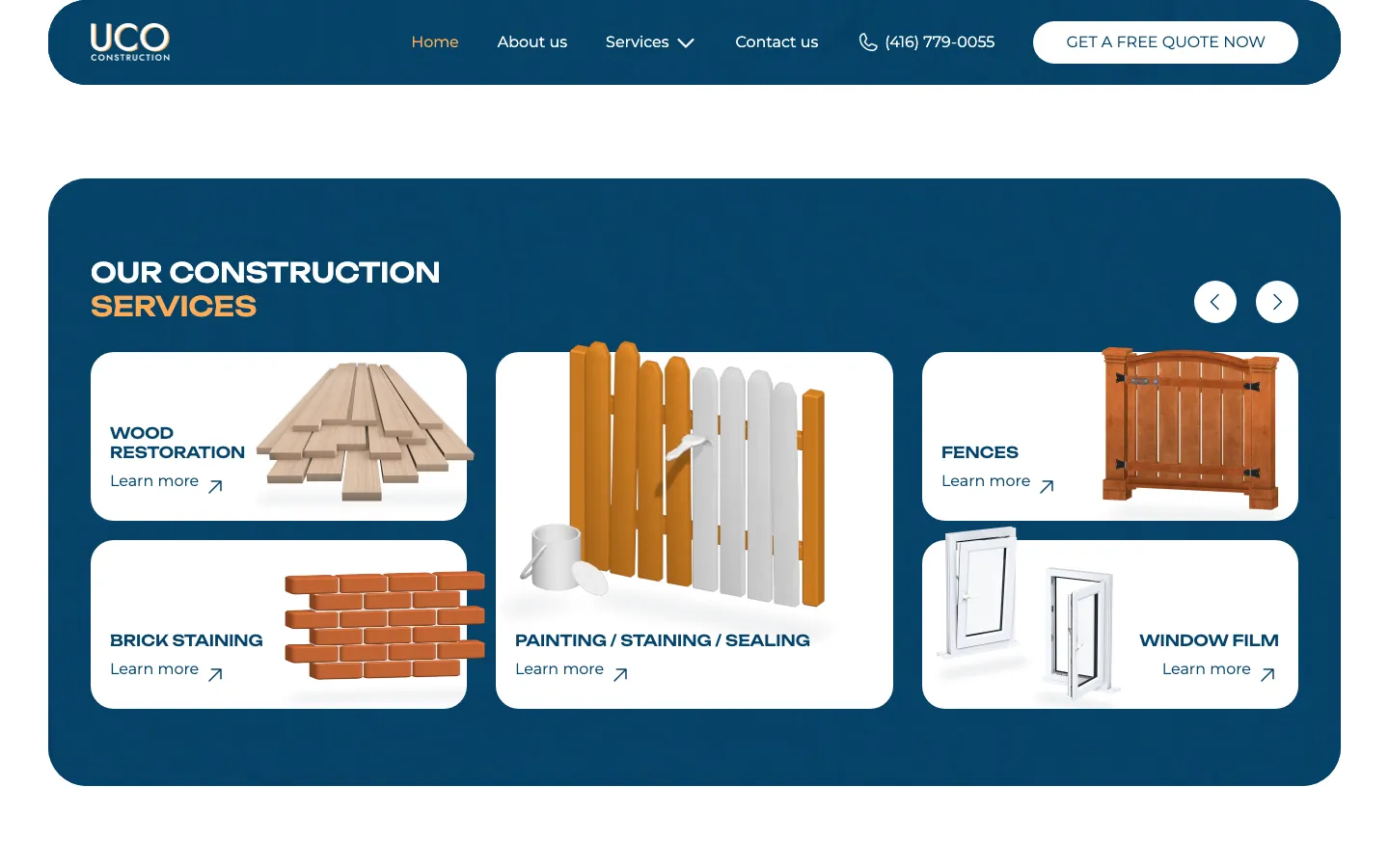 UCO homepage, scrolled