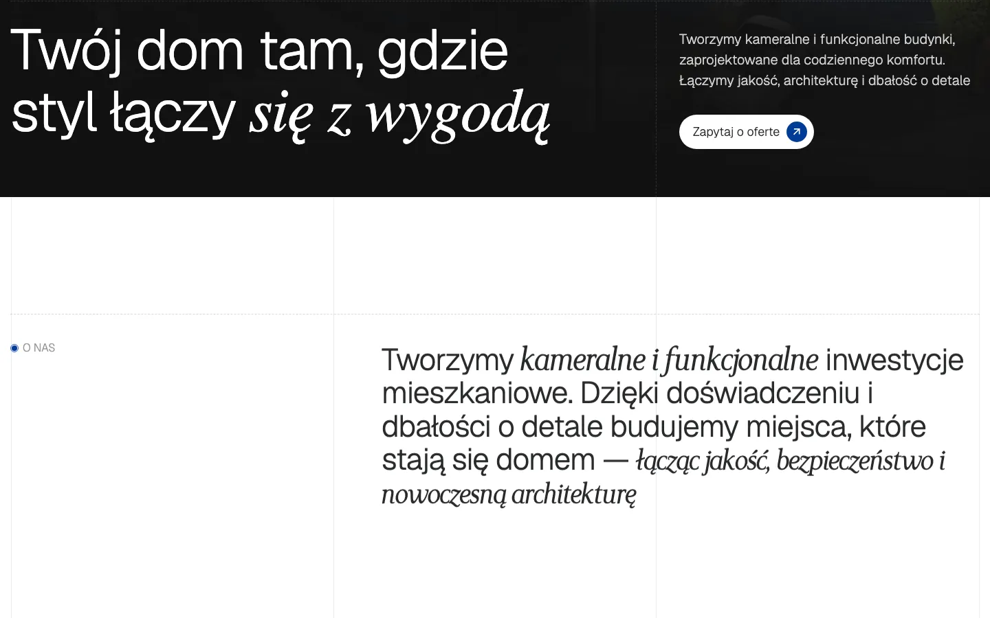 Unia Deweloperów homepage, scrolled